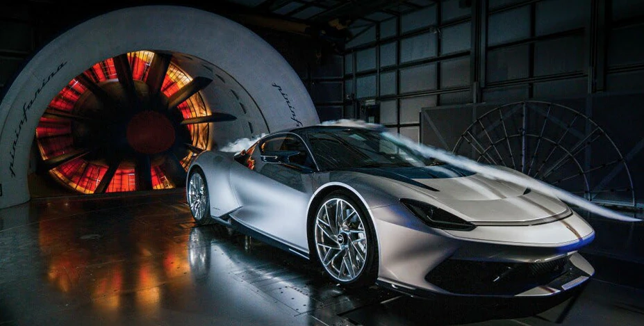Battista hypercar inside Pininfarina Wind Tunnel
